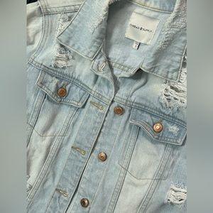 Thread & Supply Distressed Light Wash Denim Jacket